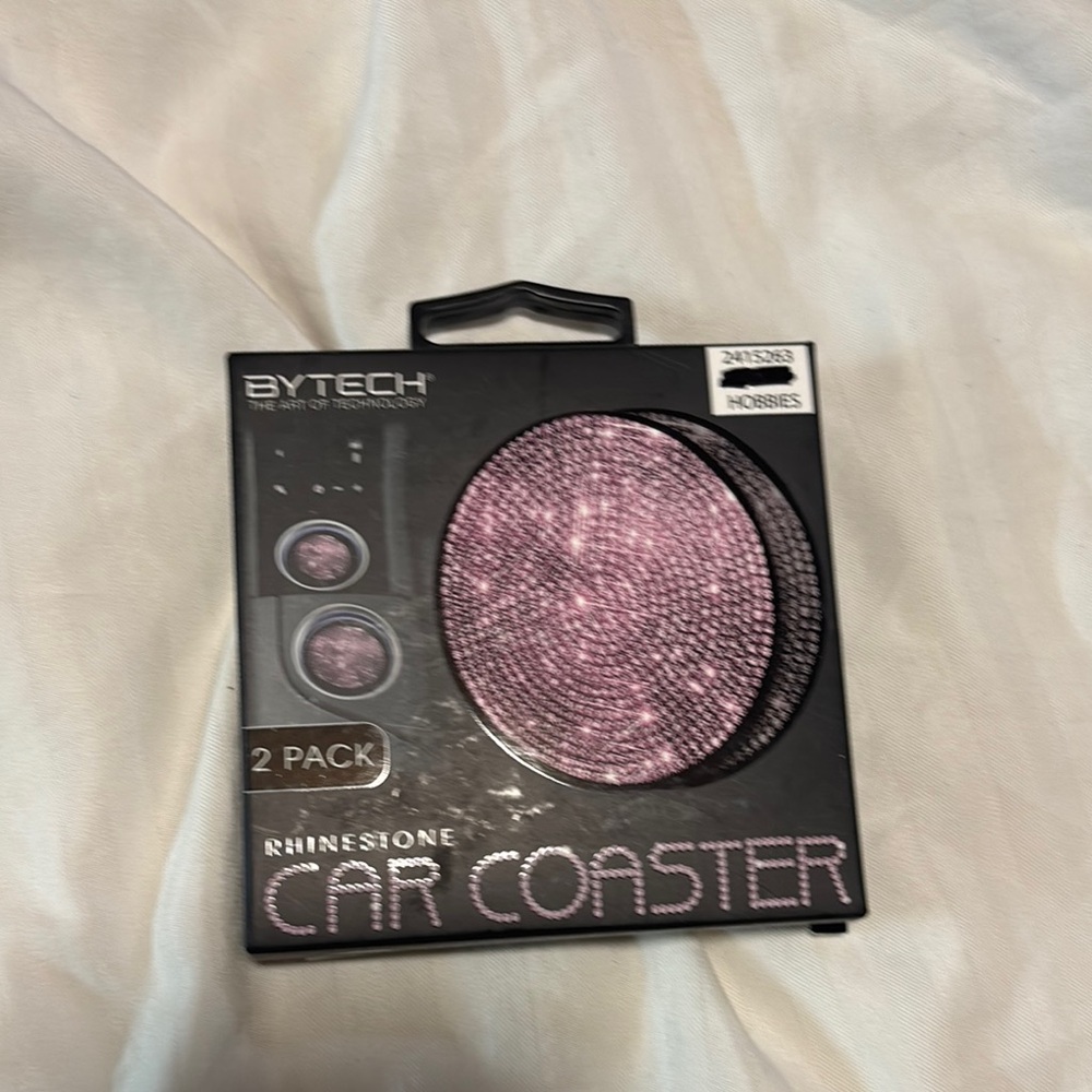 Bytech Rhinestone Car Coaster 2 Pack - Pink